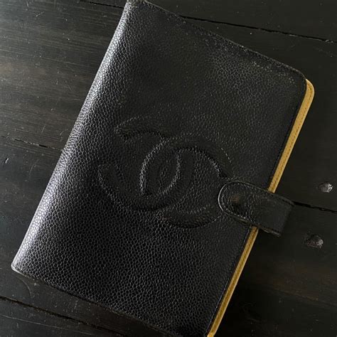 chanel black leather agenda notebook|Chanel Black Caviar Leather Agenda/Notebook .